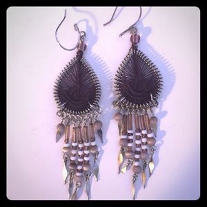 Purple dream catcher earrings